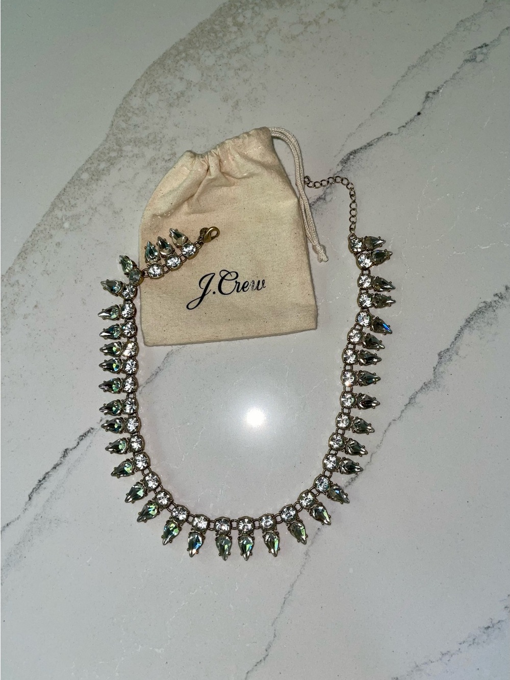 J.Crew Rhinestone
Crystal Tear Drop Antiqued
Statement Necklace